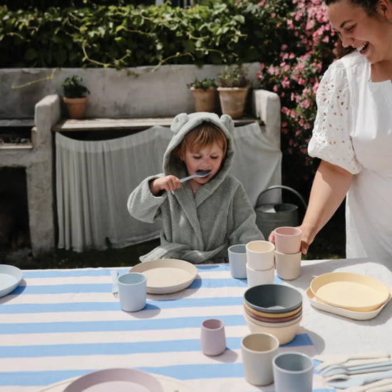 Mushie Fork and Spoon Set - Powder Blue - Encourages Independent Feeding